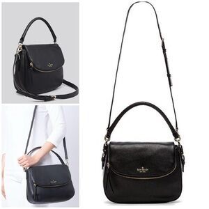 KATE SPADE Devin, Cobble Hill, Black cowhide‎ leather convertible bag
